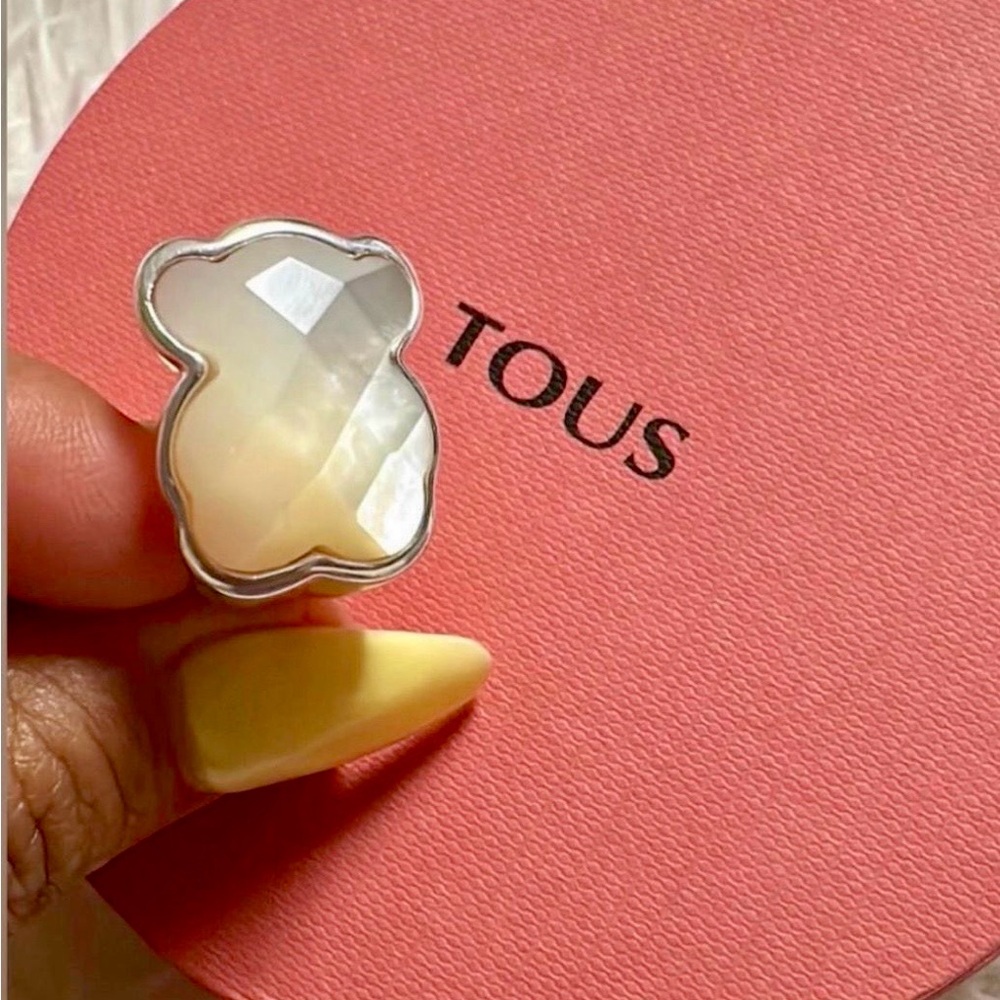 Tous Silver and Cream Bear Ring
